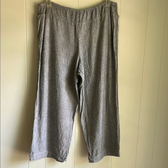 Chico's Black and White Wide Leg Linen Blend Coastal Lagen Look Pants Sz 12 or L - Picture 6 of 11